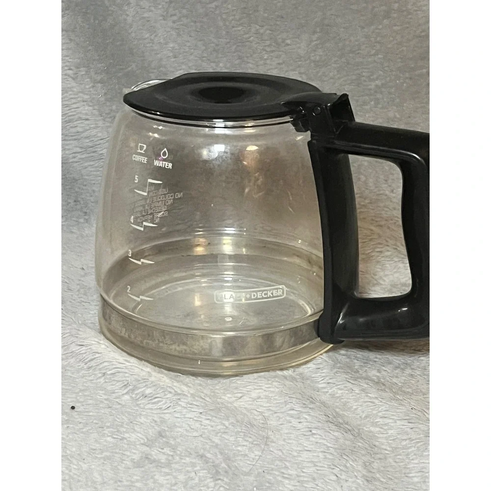 Black+Decker Replacement 5 Cup Glass Coffee Carafe Pot Black Lid Handle OEM